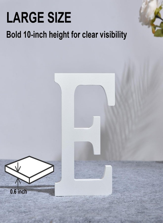 AOOLADA 10 Inch Wooden Letter E for Wall Decor, Large White Wood Standing Letters for DIY Crafts and Wedding Birthday Party Decoration, Paintable Stand Up Alphabet Letters - Image 2